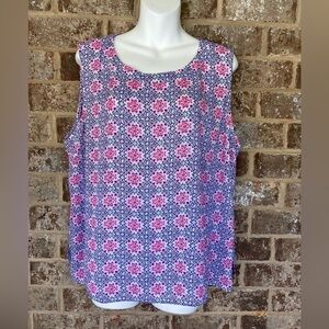 Talbots Pink Blue Green White Sleeveless Tank Top Size Petite XL NWT